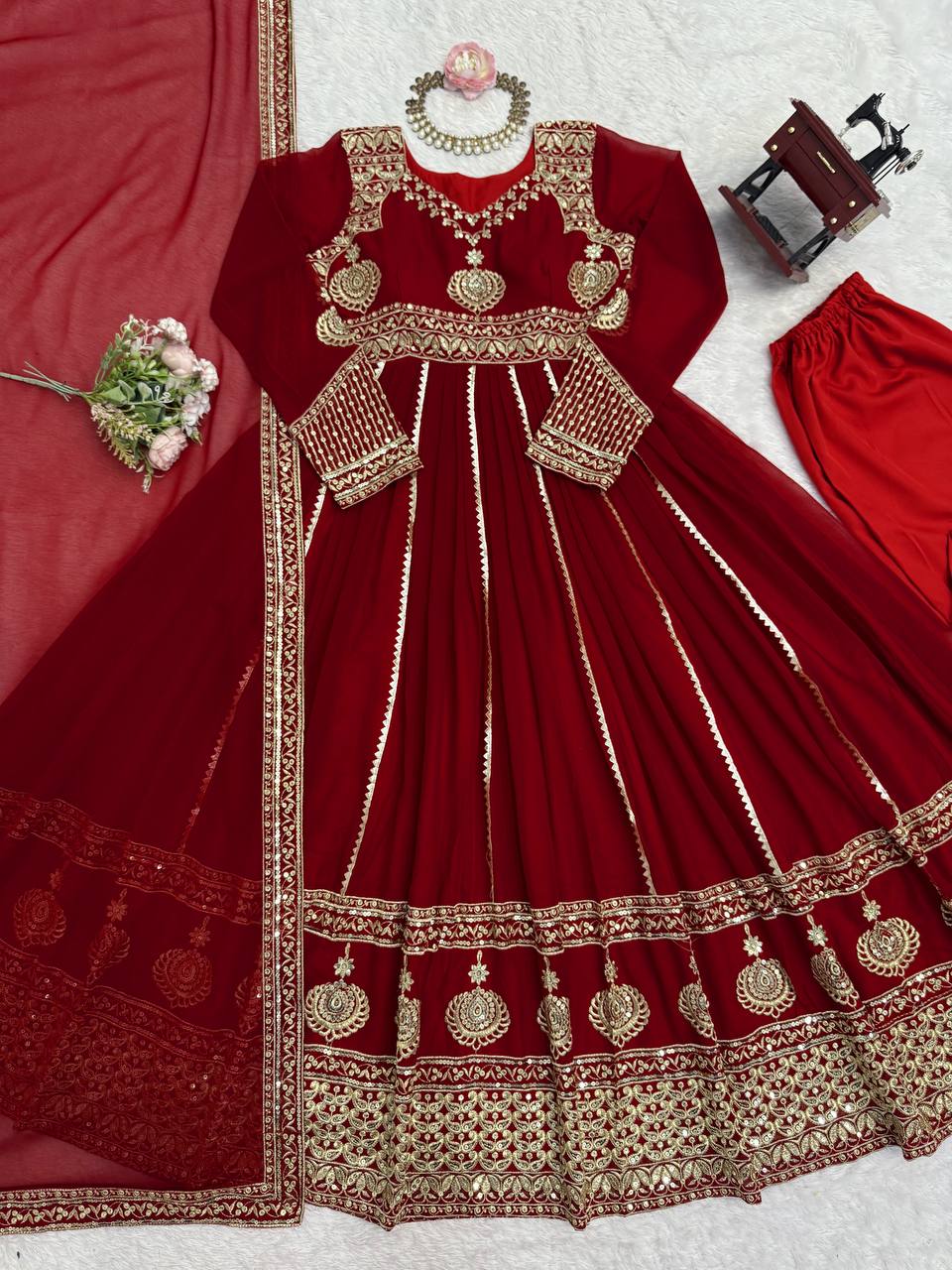 Party Wear Designer Thread with Sequence Work Anarkali Suit Set