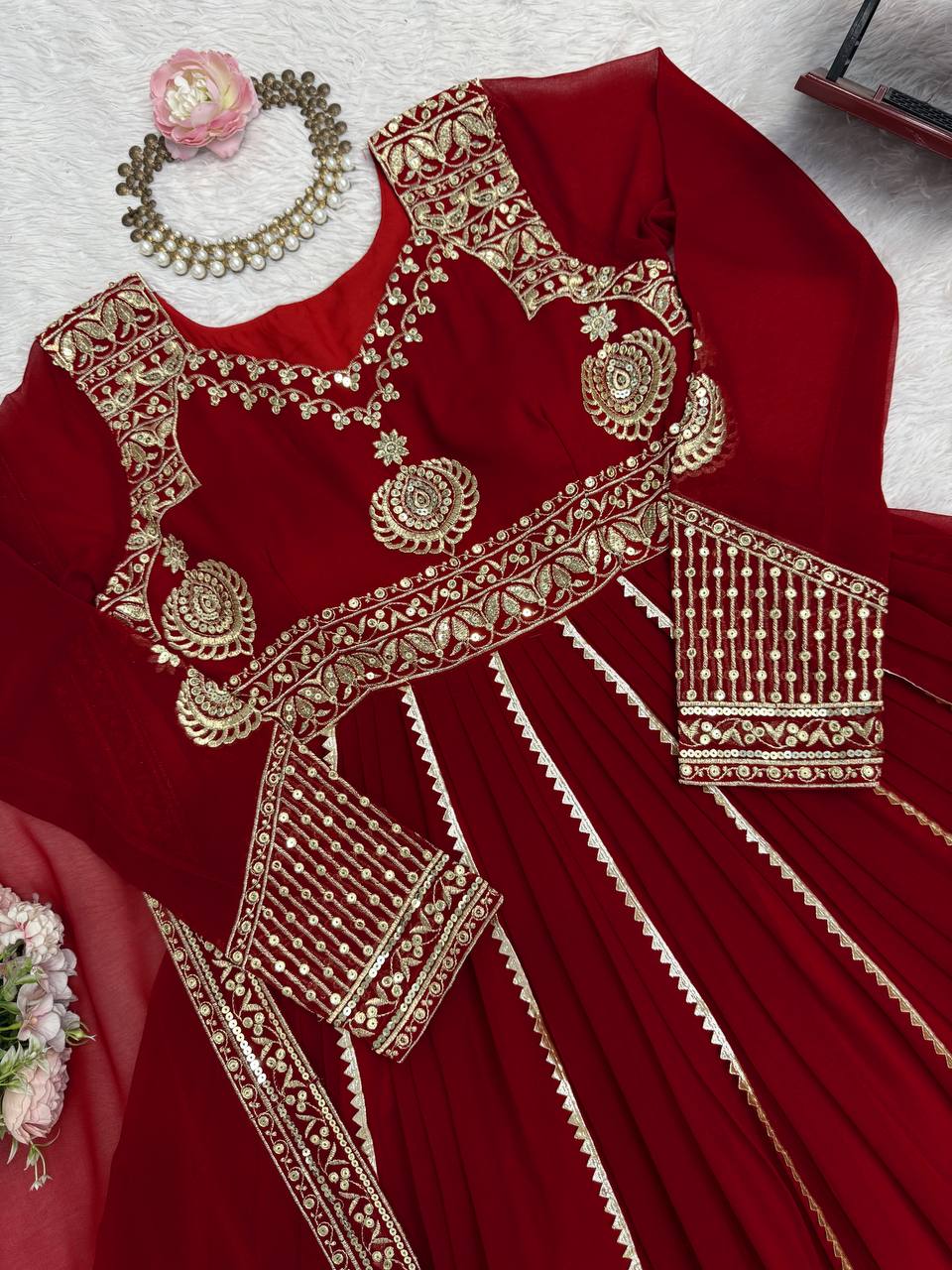 Party Wear Designer Thread with Sequence Work Anarkali Suit Set