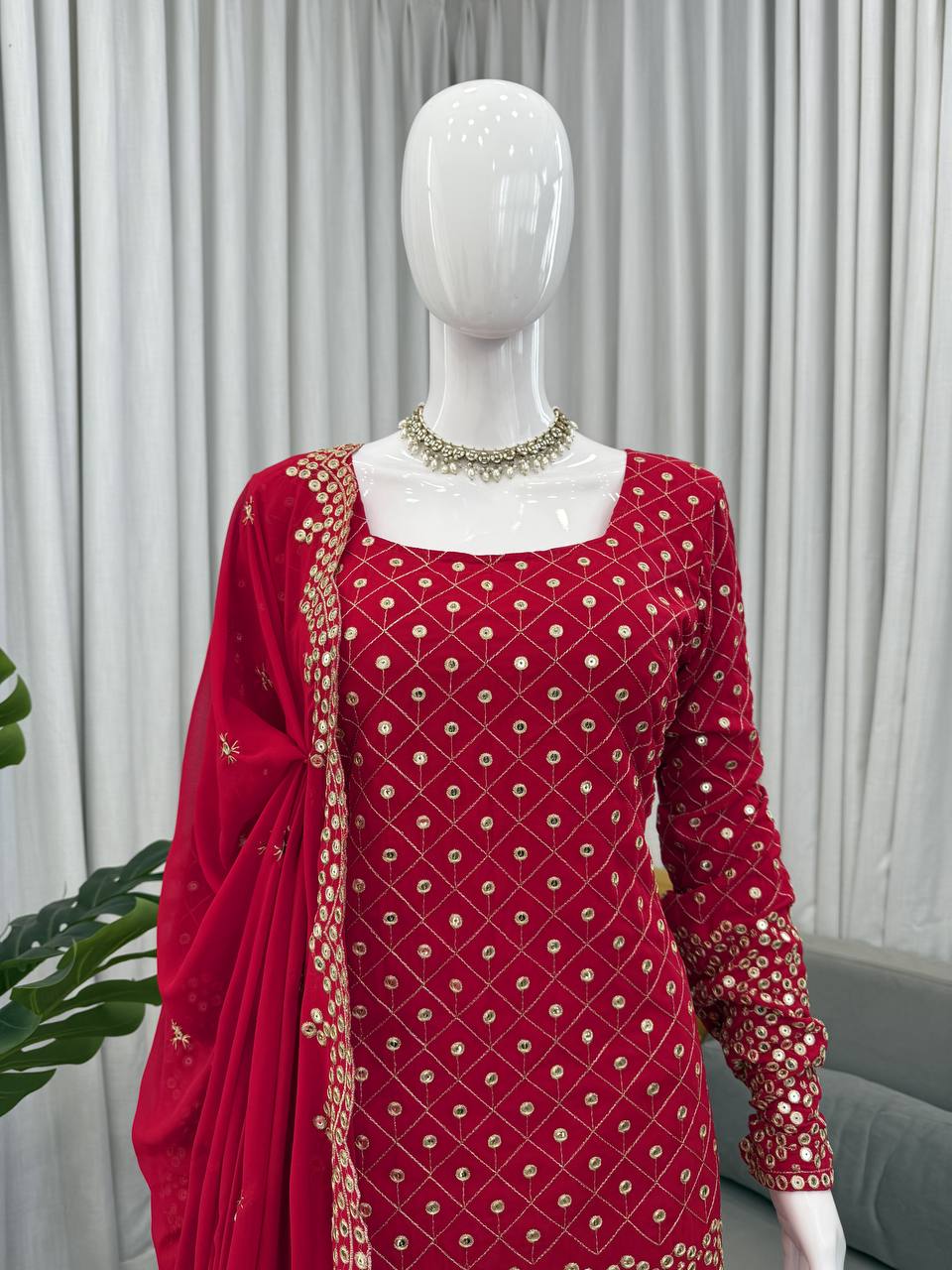 Thread with 9mm Sequence Work Top Sharara & dupatta