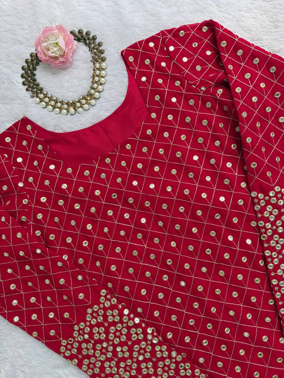 Thread with 9mm Sequence Work Top Sharara & dupatta