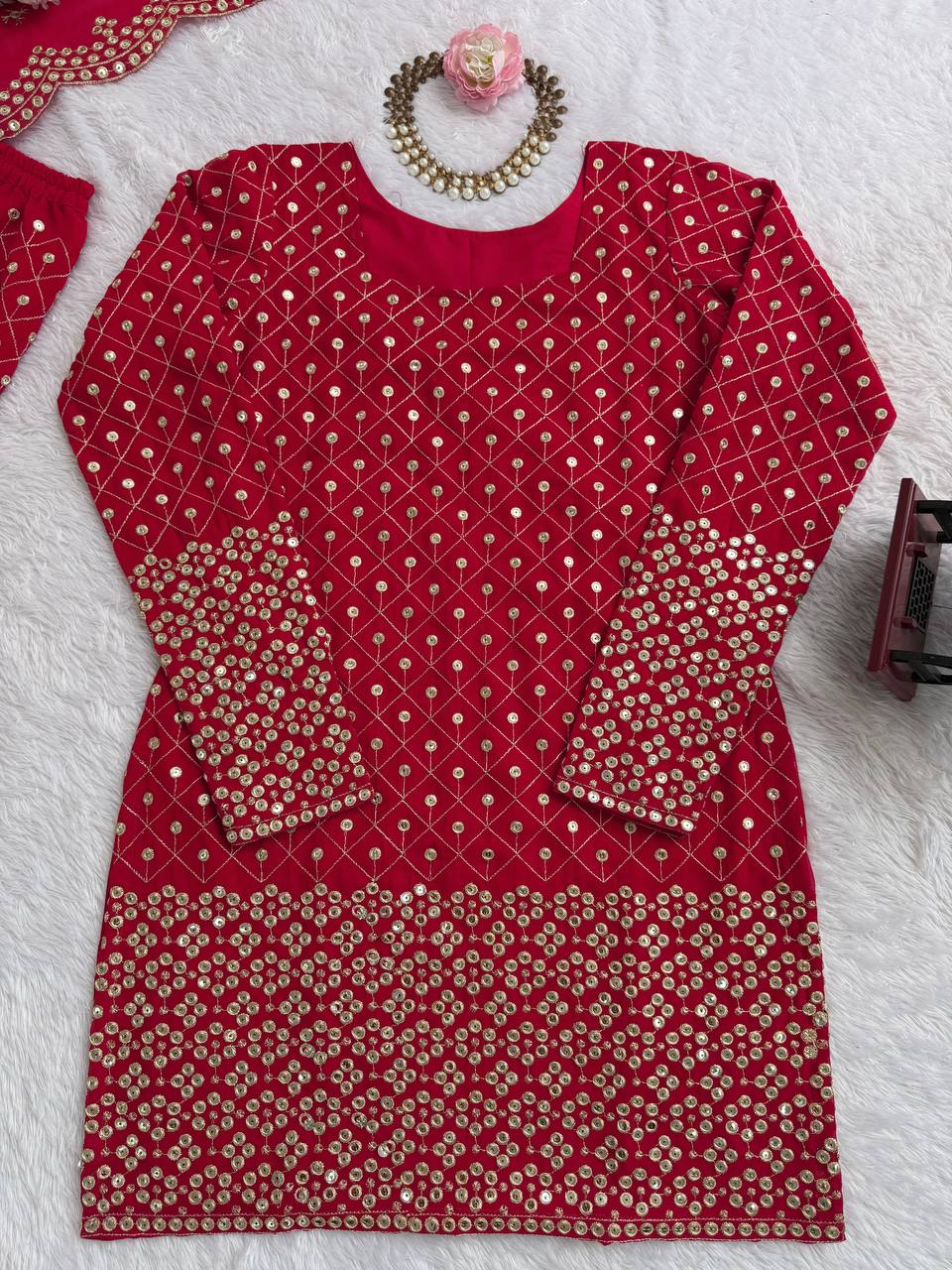 Thread with 9mm Sequence Work Top Sharara & dupatta