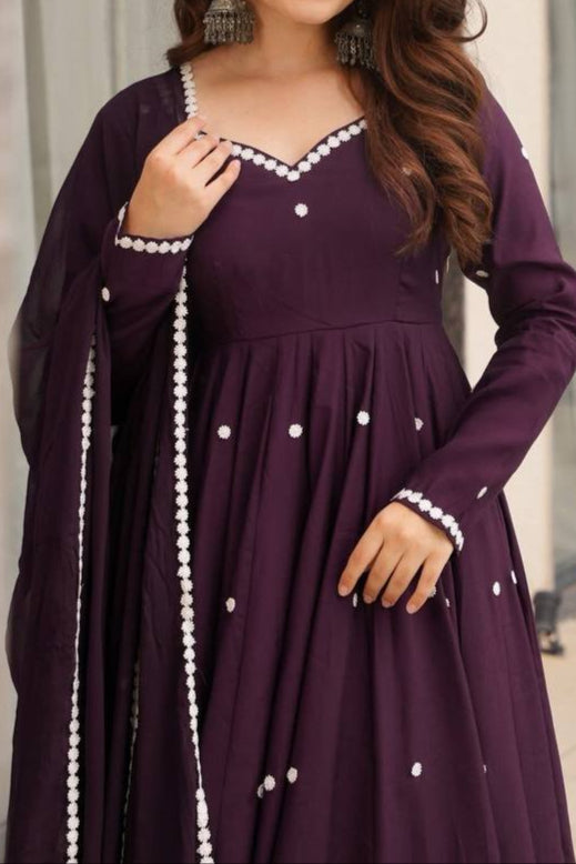 Heavy Embroidery Work With Fully Flair Gown Pent & Dupatta