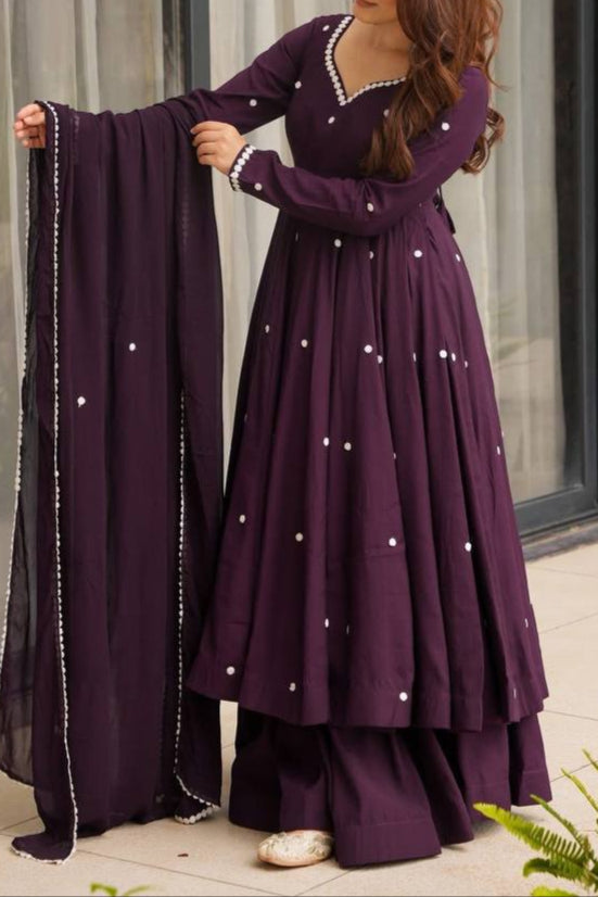 Heavy Embroidery Work With Fully Flair Gown Pent & Dupatta