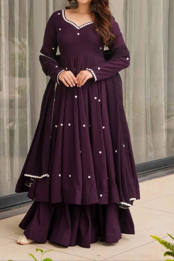 Heavy Embroidery Work With Fully Flair Gown Pent & Dupatta