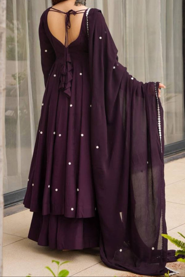 Heavy Embroidery Work With Fully Flair Gown Pent & Dupatta