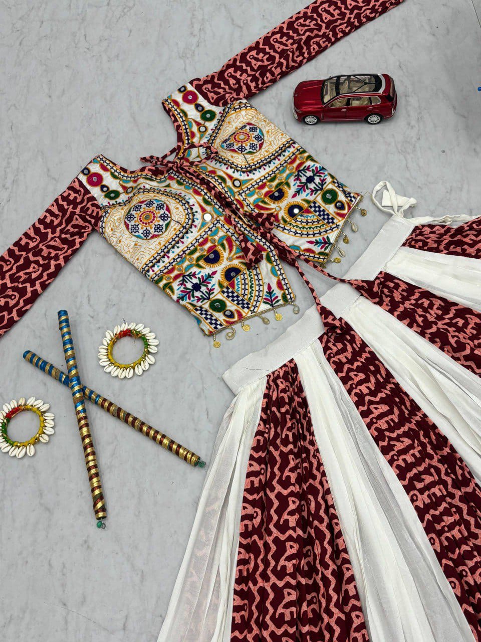 Navratri Special Pure Gamathi work Cotton Lehenga Choli