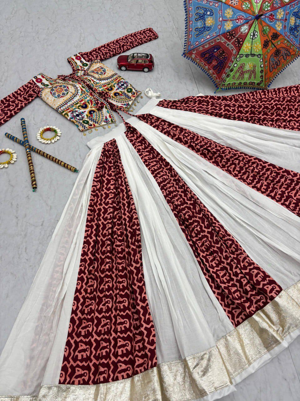 Navratri Special Pure Gamathi work Cotton Lehenga Choli