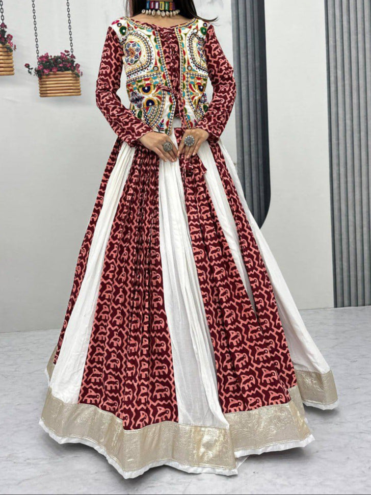 Navratri Special Pure Gamathi work Cotton Lehenga Choli