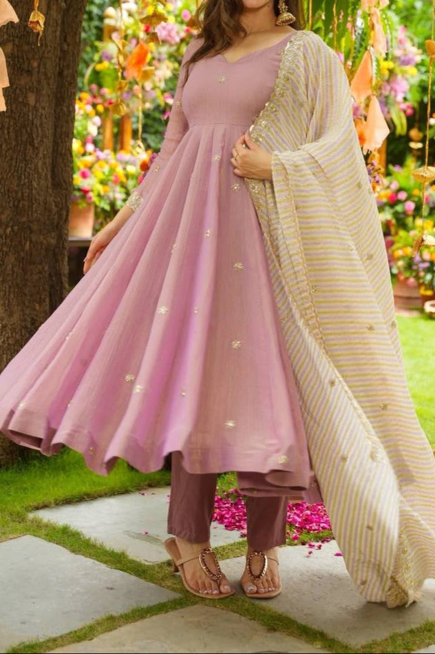 Embroidery Sequence Work Gown And Dupatta Set Fully Stitched