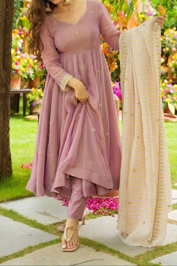Embroidery Sequence Work Gown And Dupatta Set Fully Stitched