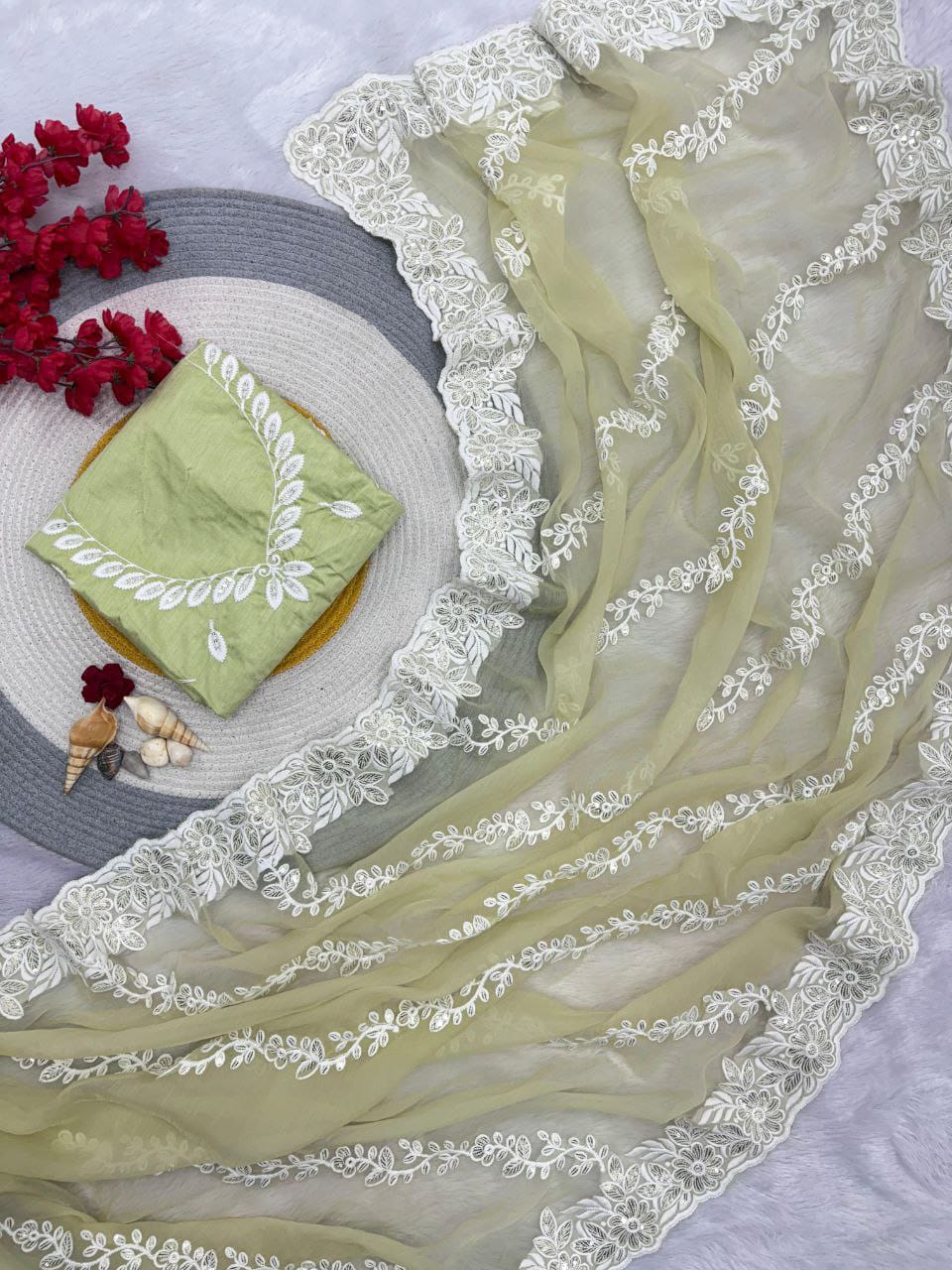 Wedding Special Beautiful 3MM Sequence Work Saree & Blouse