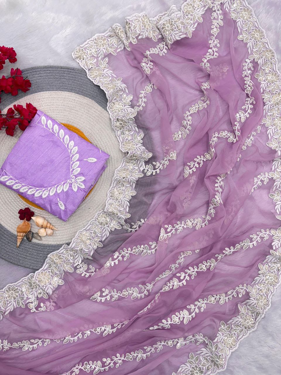 Wedding Special Beautiful 3MM Sequence Work Saree & Blouse