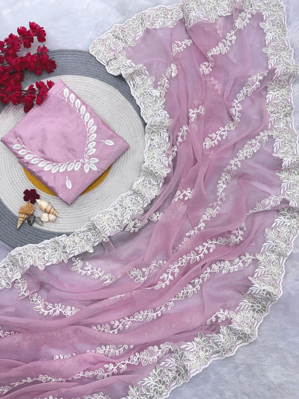 Wedding Special Beautiful 3MM Sequence Work Saree & Blouse