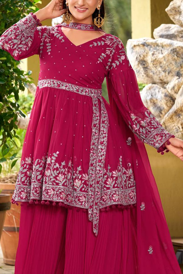 Wedding Special Embroidery Work Top Plazzo & dupatta