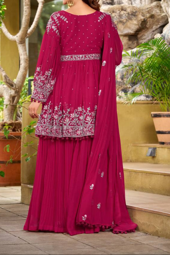 Wedding Special Embroidery Work Top Plazzo & dupatta