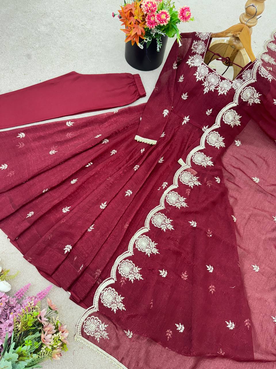 Wedding Special Embroidery Sequence Work Top Bottom & Dupatta