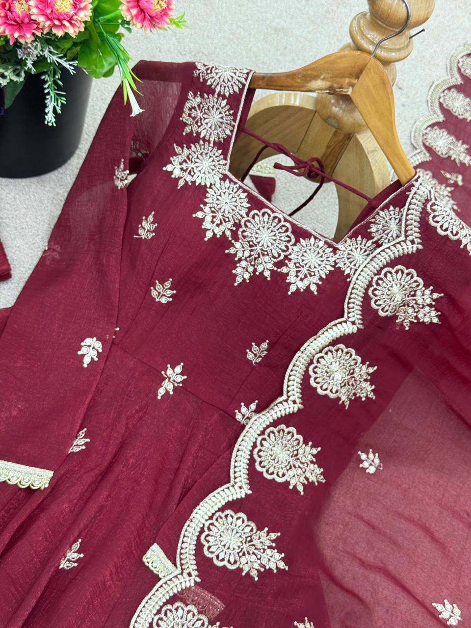 Wedding Special Embroidery Sequence Work Top Bottom & Dupatta