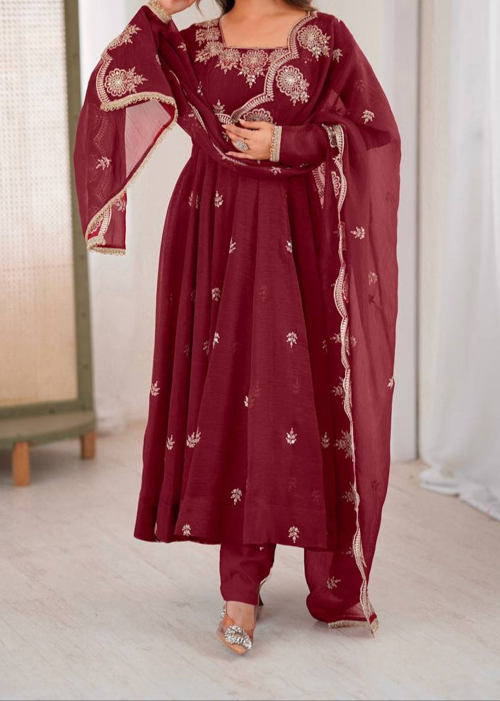 Wedding Special Embroidery Sequence Work Top Bottom & Dupatta