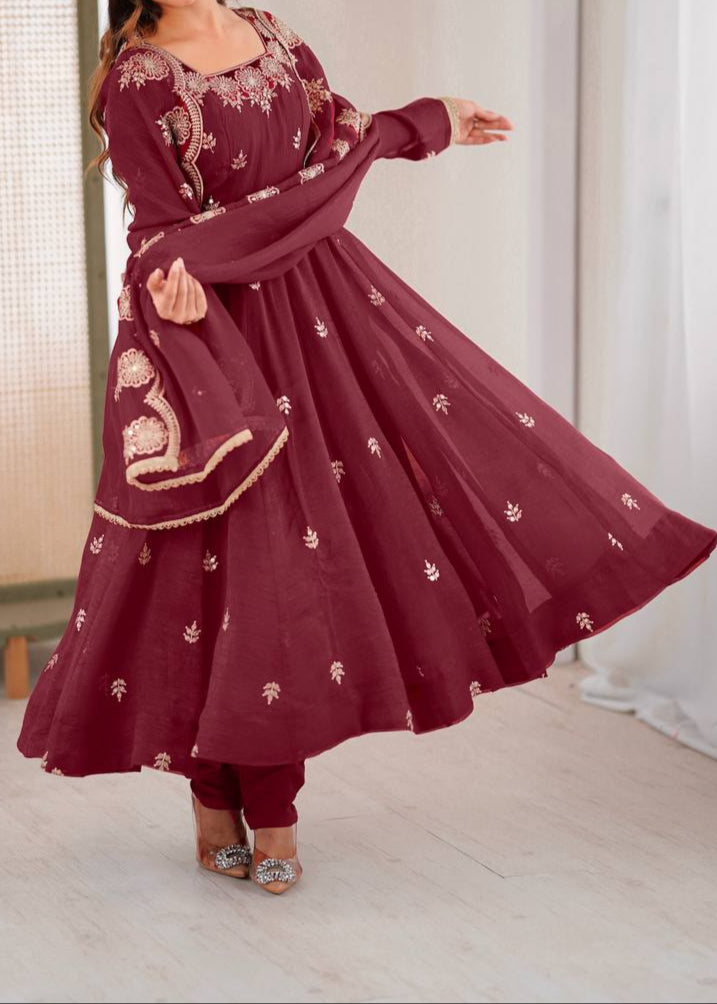 Wedding Special Embroidery Sequence Work Top Bottom & Dupatta
