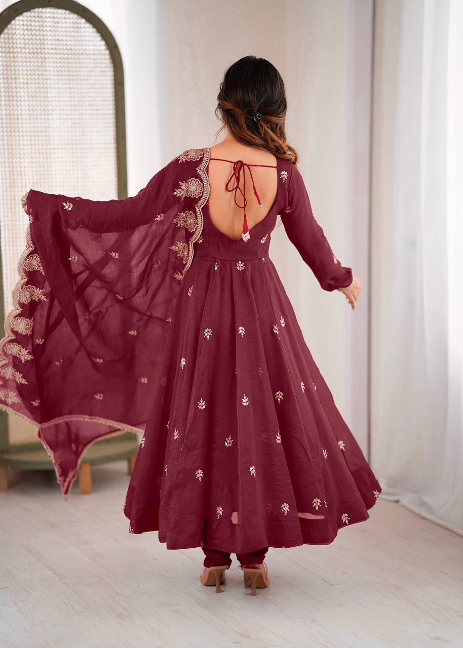 Wedding Special Embroidery Sequence Work Top Bottom & Dupatta