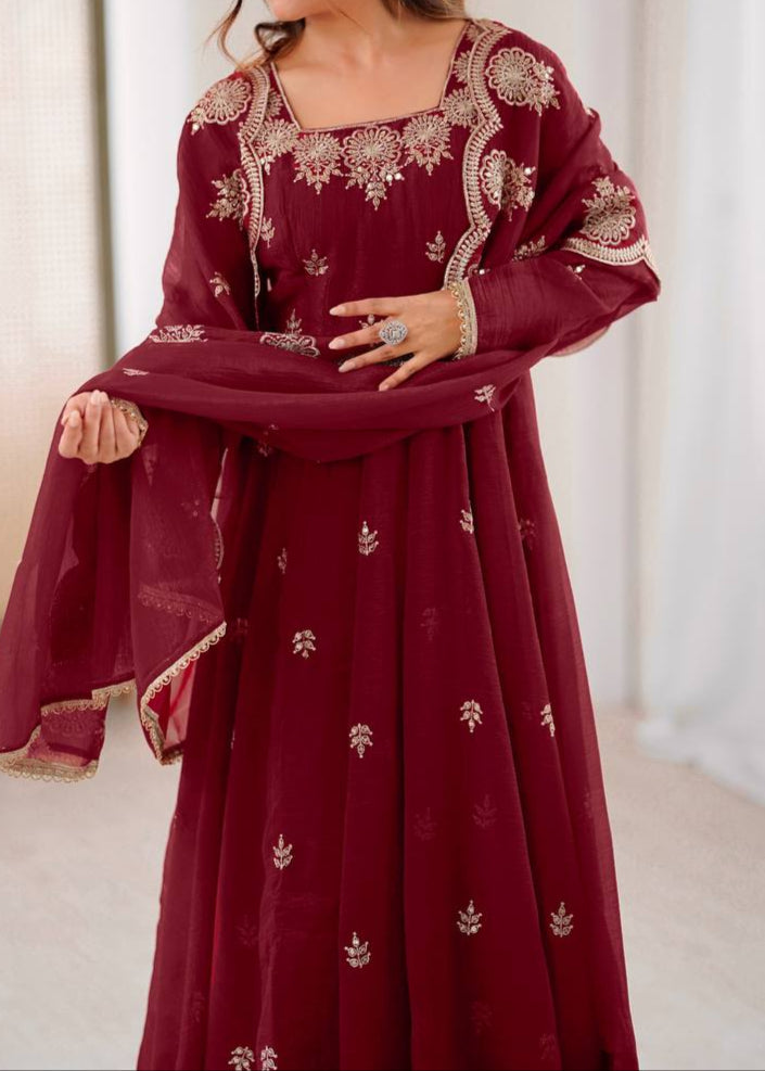 Wedding Special Embroidery Sequence Work Top Bottom & Dupatta