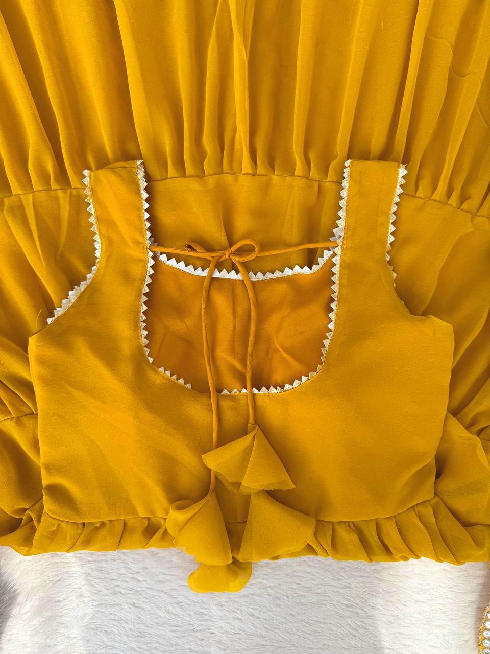Haldi Special Lace Border Work Anarkali & Dupatta