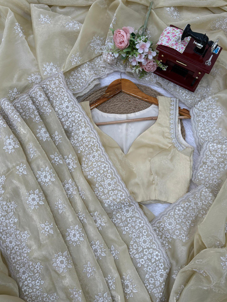 Wedding Special Coding With Thread Work Saree & Blouse