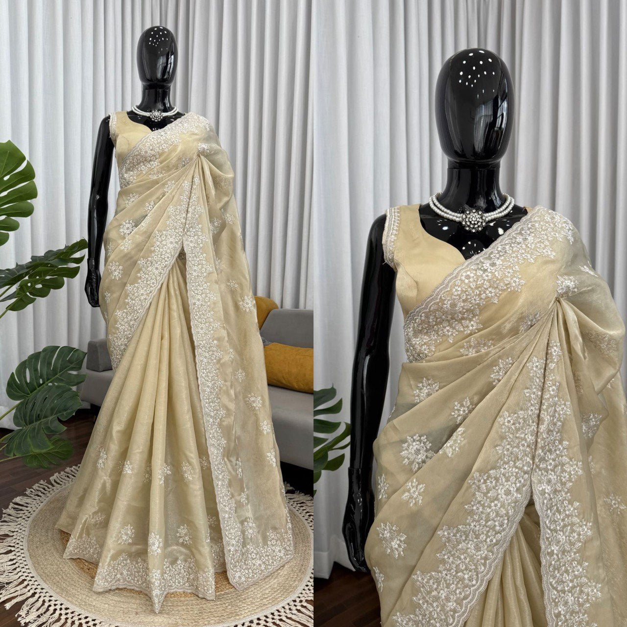 Wedding Special Coding With Thread Work Saree & Blouse