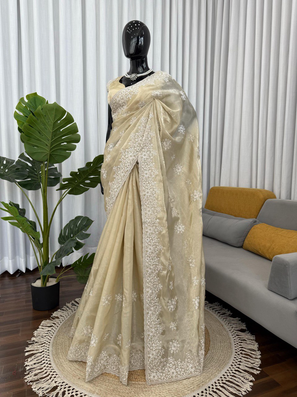 Wedding Special Coding With Thread Work Saree & Blouse