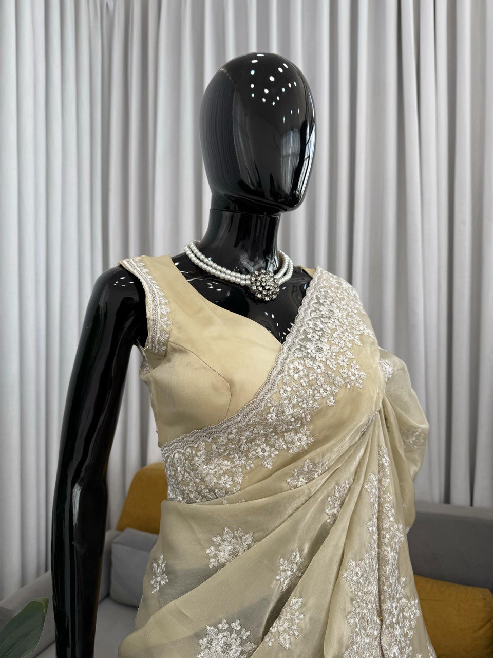Wedding Special Coding With Thread Work Saree & Blouse