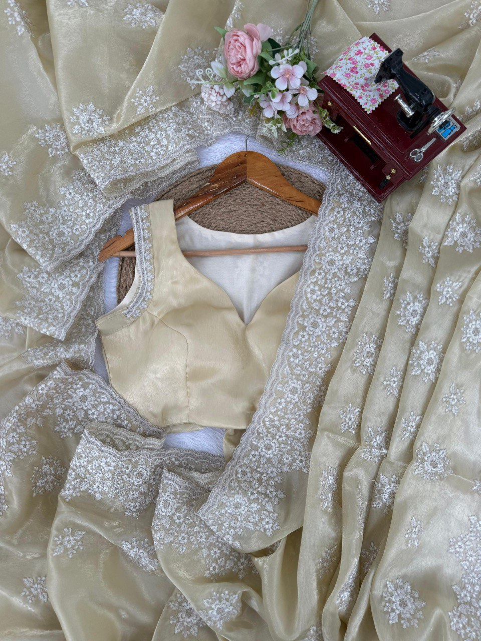 Wedding Special Coding With Thread Work Saree & Blouse