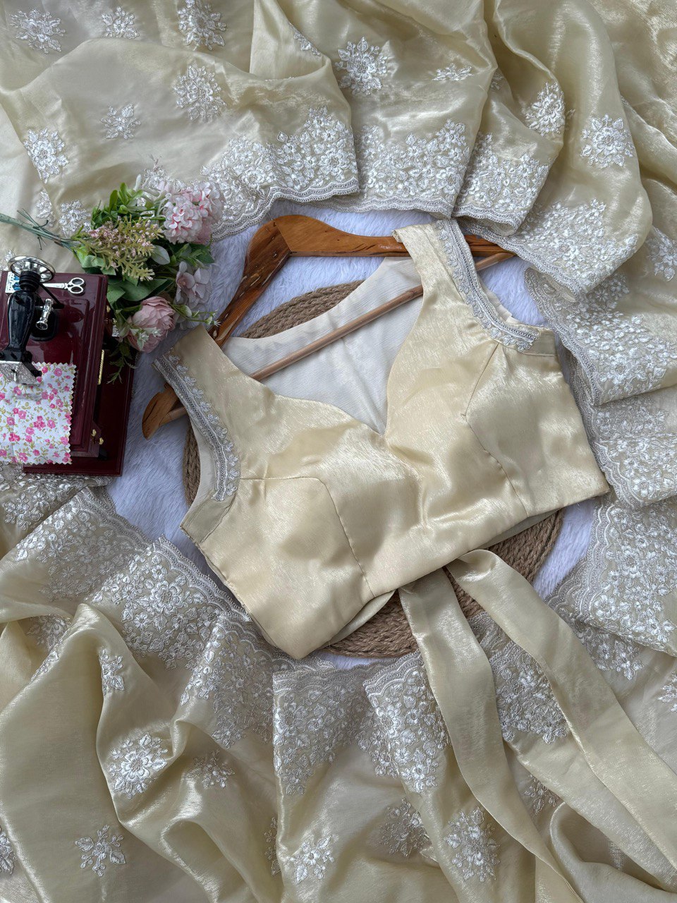 Wedding Special Coding With Thread Work Saree & Blouse