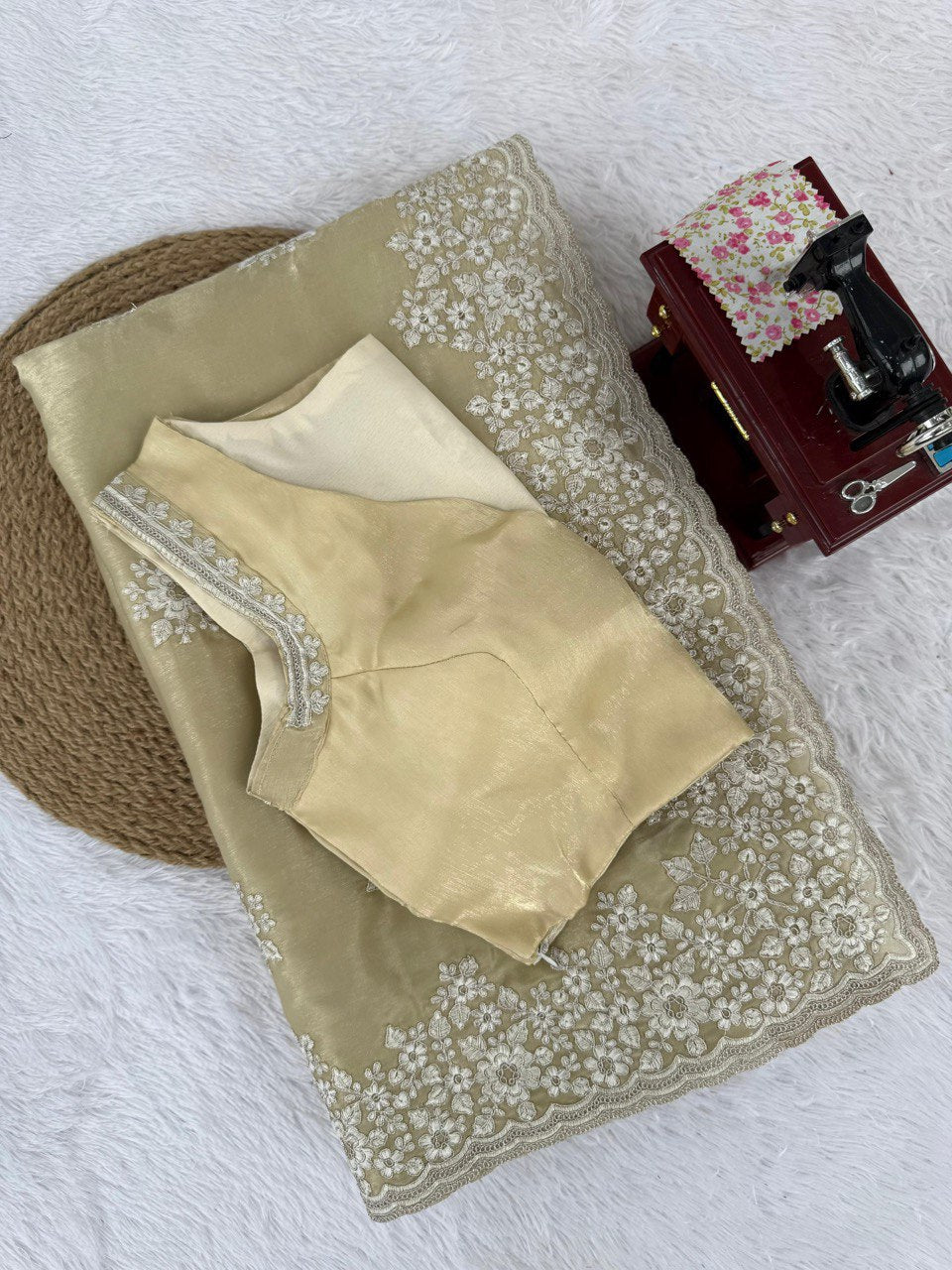 Wedding Special Coding With Thread Work Saree & Blouse