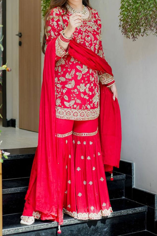 Designer Wedding Wear Plazzo Embroidery & Sequence Work Set