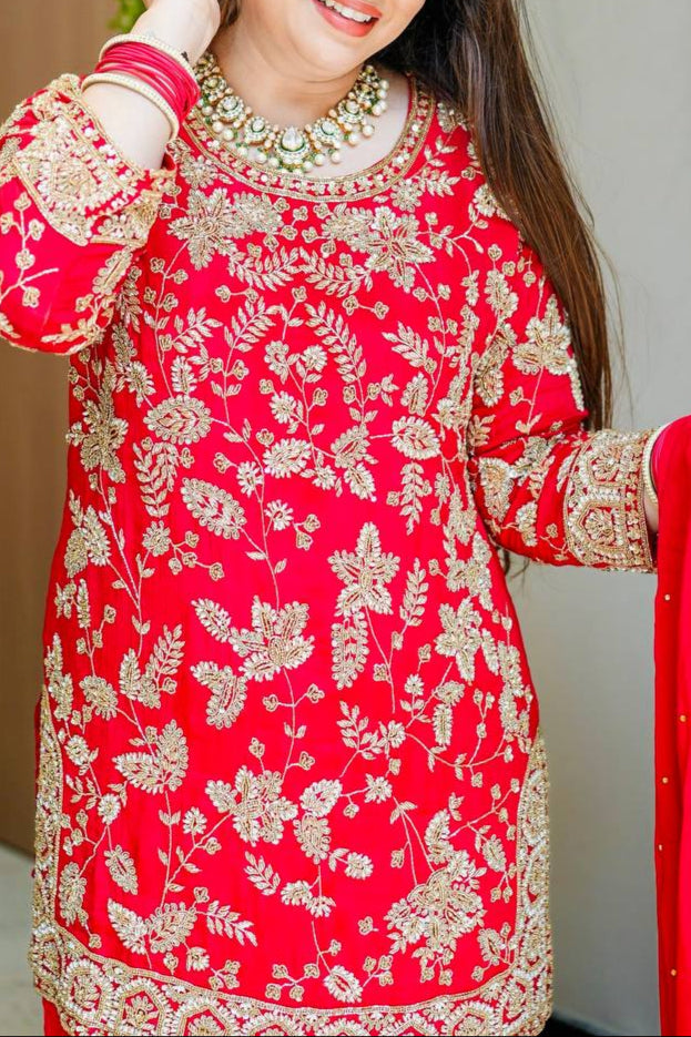 Designer Wedding Wear Plazzo Embroidery & Sequence Work Set