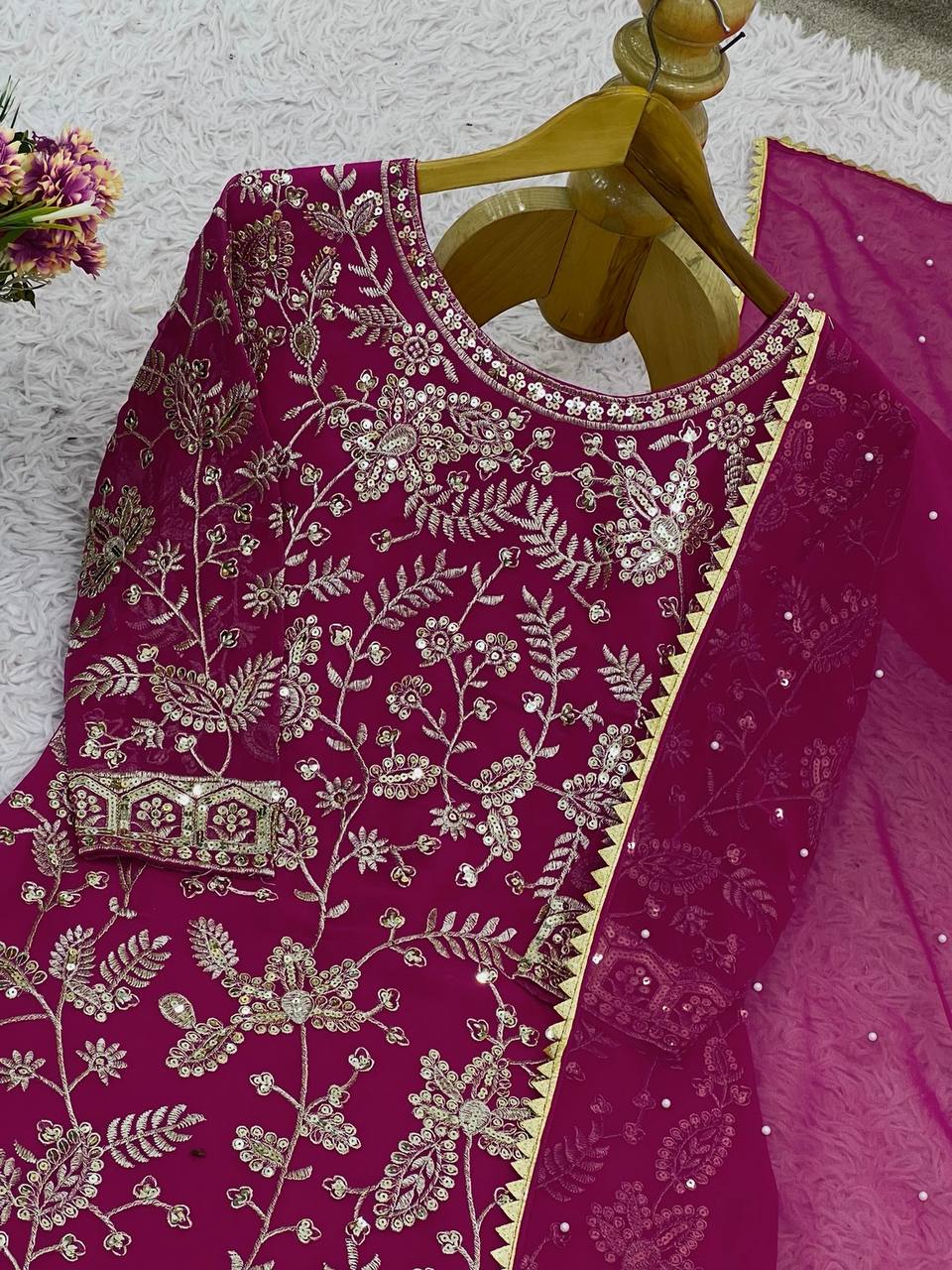 Designer Wedding Wear Plazzo Embroidery & Sequence Work Set