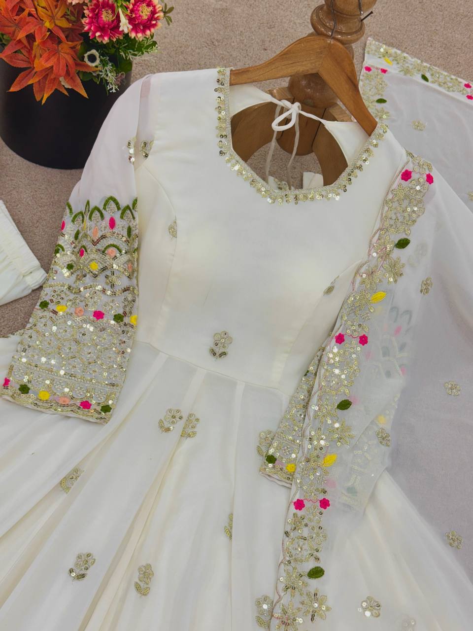 Designer Party Wear Embroidery & Sequence Work Anarkali Suit Set