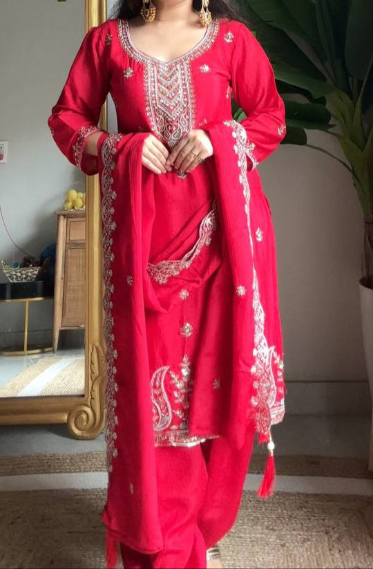 Designer Party Wear Beads And Sequence Work Suit Set