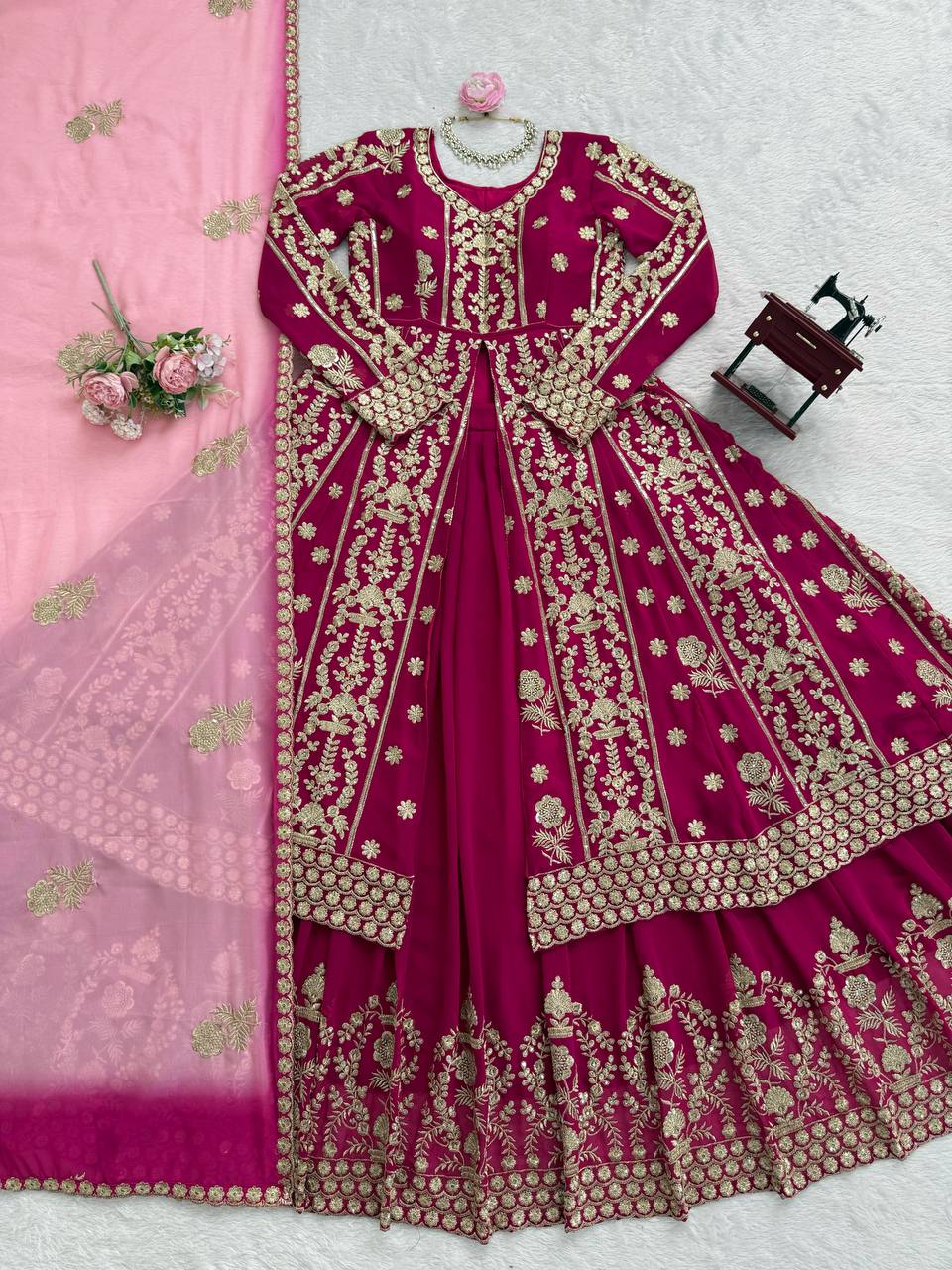 Designer Thread with Sequnce Work Lehenga Top & Dupatta