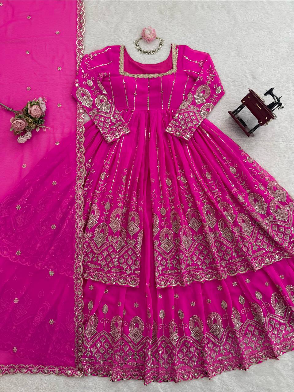 Thread with Sequence Work Lehenga Top & Dupatta