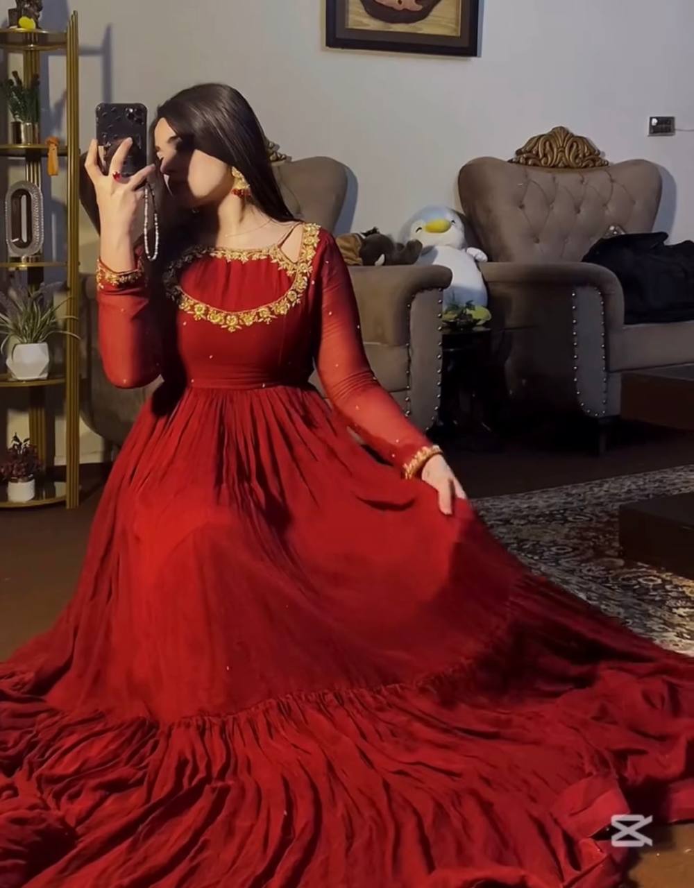 Designer Party Wear Look Fancy Gown, Dupatta & Bottom Set