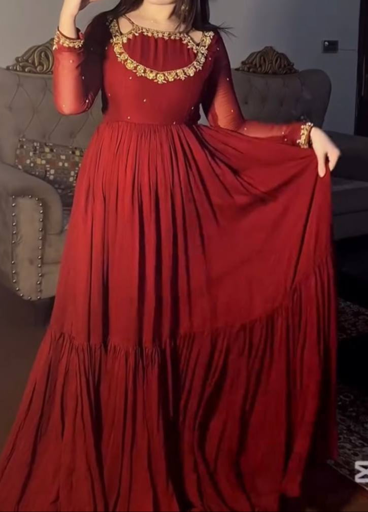 Designer Party Wear Look Fancy Gown, Dupatta & Bottom Set
