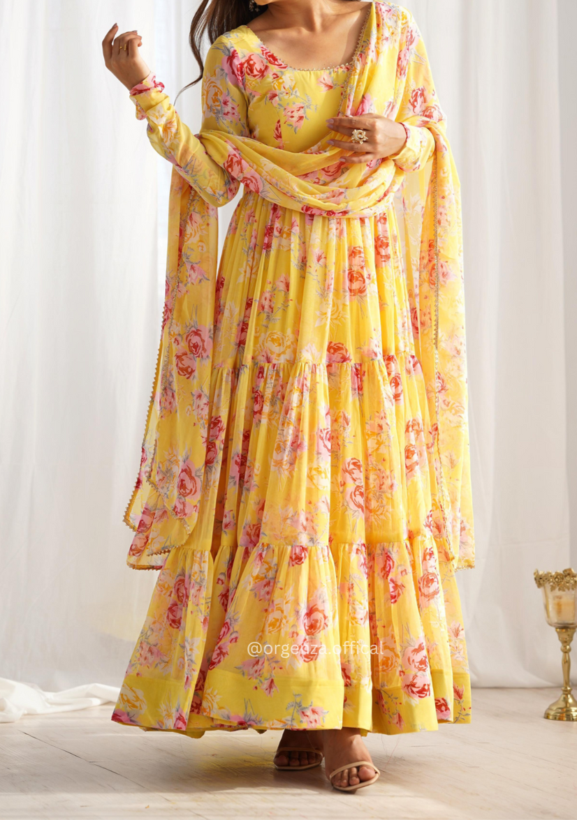 Digitel Flower Print Fully Stitched Anarkali Suit