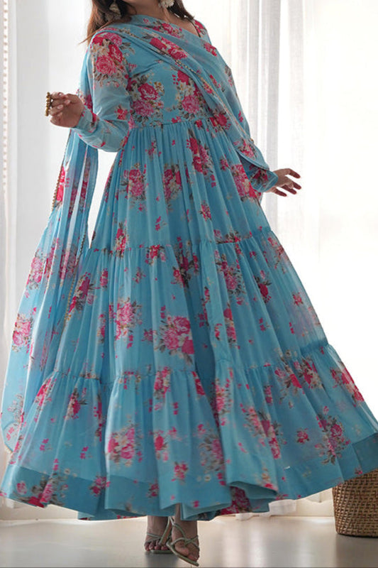 Digitel Flower Print Fully Stitched Anarkali Suit