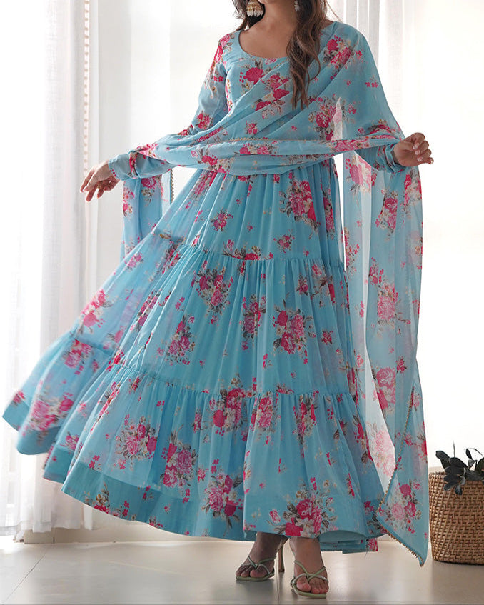 Digitel Flower Print Fully Stitched Anarkali Suit