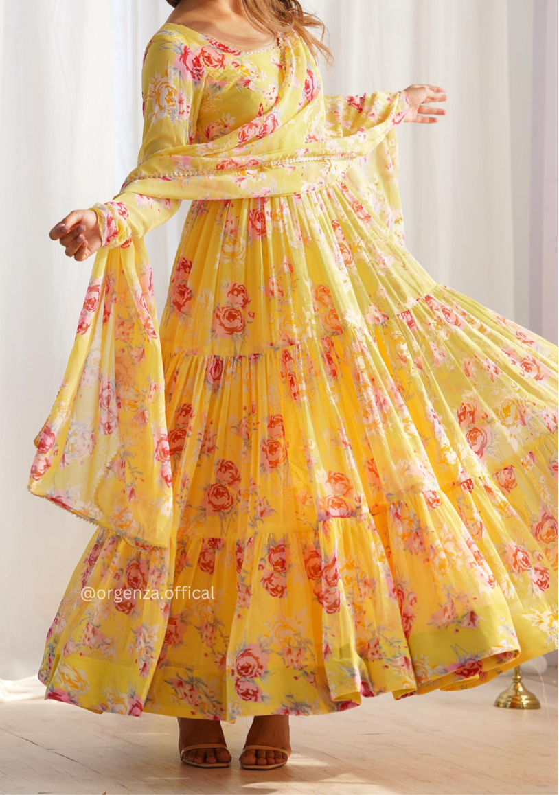 Digitel Flower Print Fully Stitched Anarkali Suit