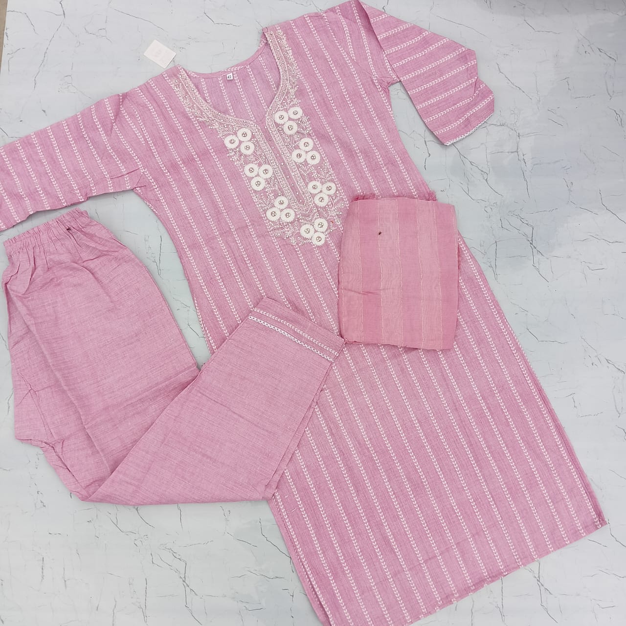 Elegant Embroidered Cotton Kurta Set