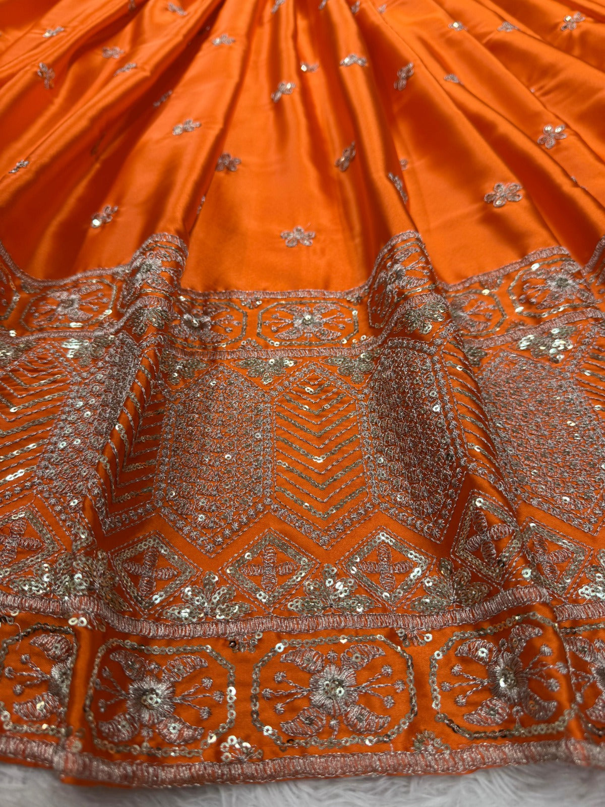 Satin Silk & Thread With Sequence Work Lehenga Choli & Dupatta