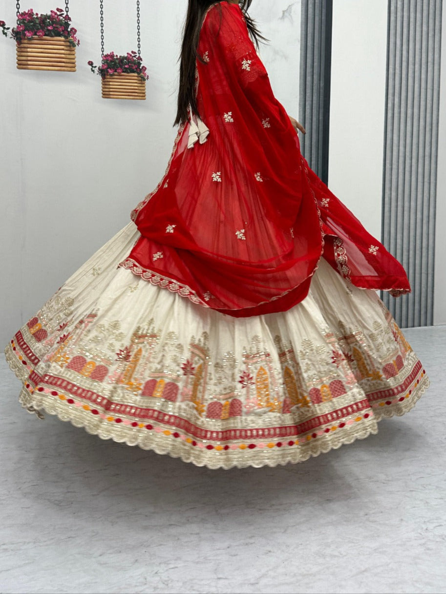 Banarasi Tissue Sequence work Fully Stitched Lehenga Choli