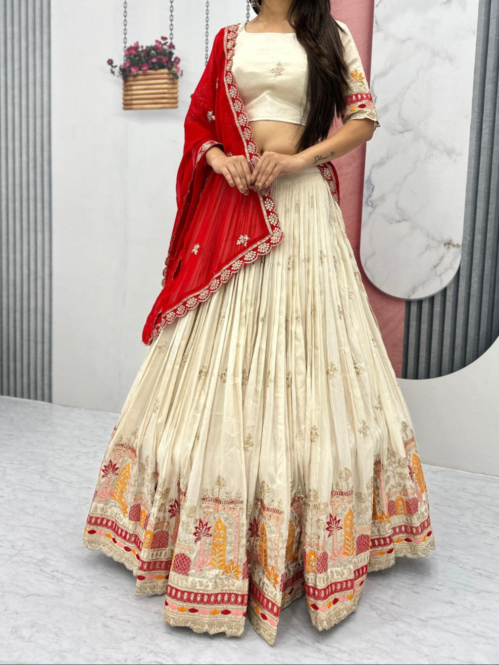 Banarasi Tissue Sequence work Fully Stitched Lehenga Choli